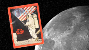 Painting of astronaut on the moon with American flag on the cover of Time magazine